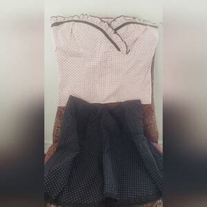 Elegant Black Polka Dot Skirt With a Pink Polka Dot Top (2pcs)